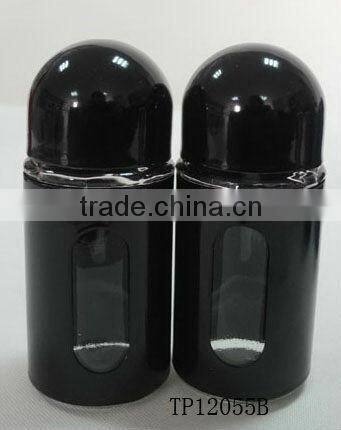 airtight mini metal coating colorful cylinder glass salt and pepper shaker container