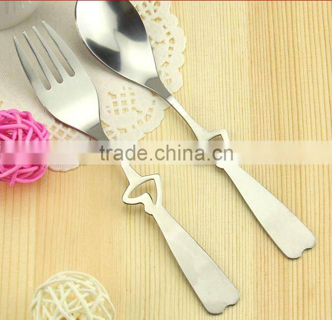 hollow heart-shaped fork and spoon handle wedding gift set
