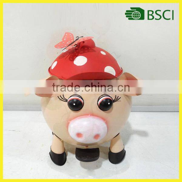 YS14976 pig metal craft garbage bin for home decor