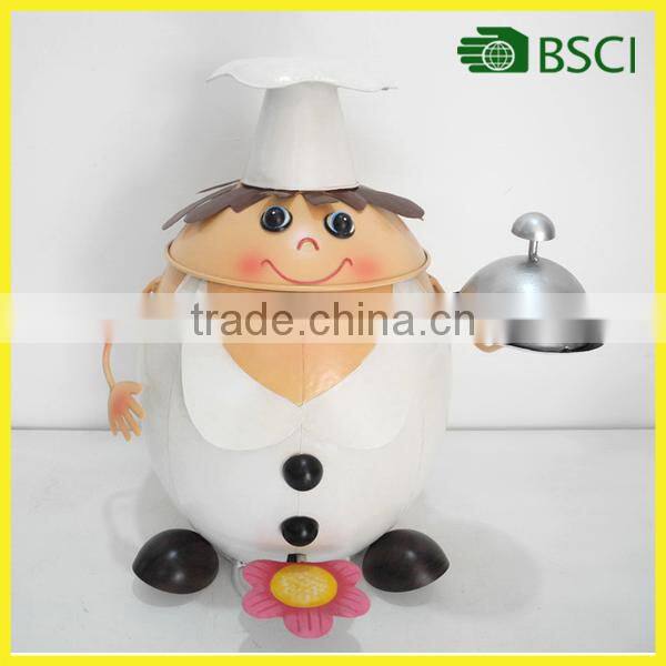 YS15427 handmade waste bin metal craft for garden decoration