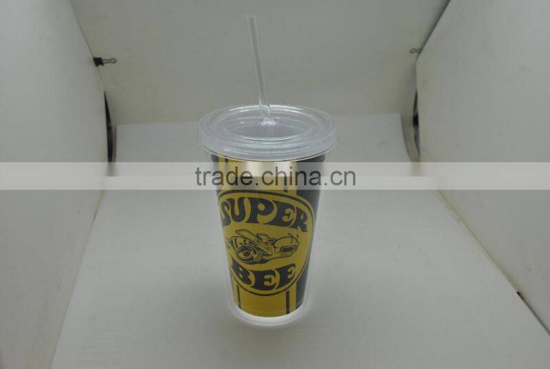 16oz plastic coffee tumbler with straw