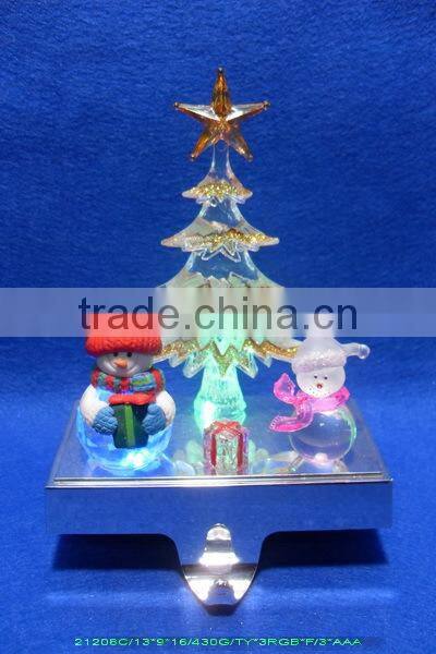 2015 christmas double snowman stocking holder with led
