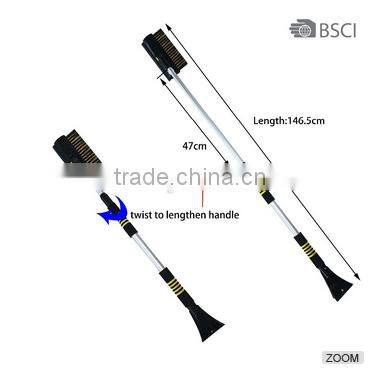 Car Snow Brush with ice scraper and telescopic EVA handle, rotation head