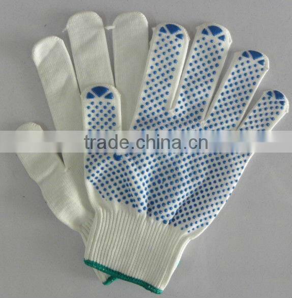 One side PVC dotted Natural knit PVC dotted gloves