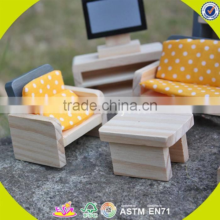 Wholesale kids furniture toys wooden doll house furniture best children wooden miniature doll house furniture W06B055-S