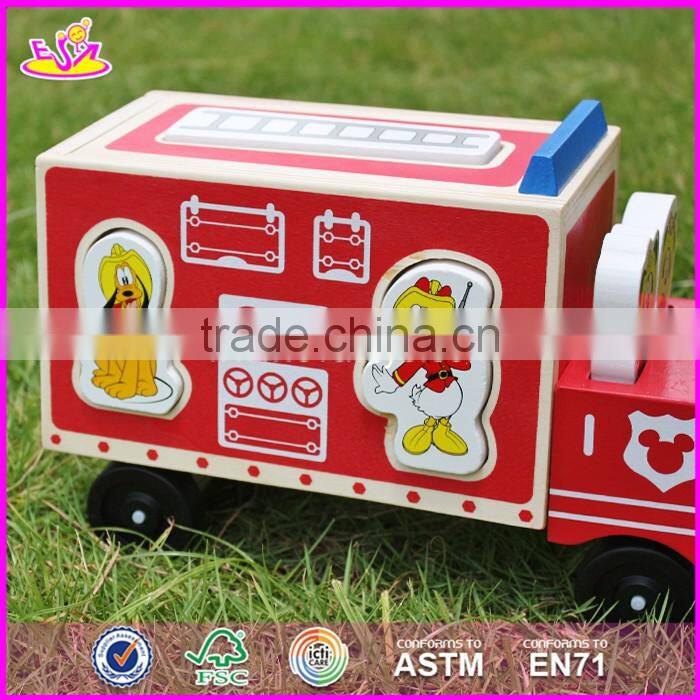 2017 New design cartoon wooden car toys for kids W04A287