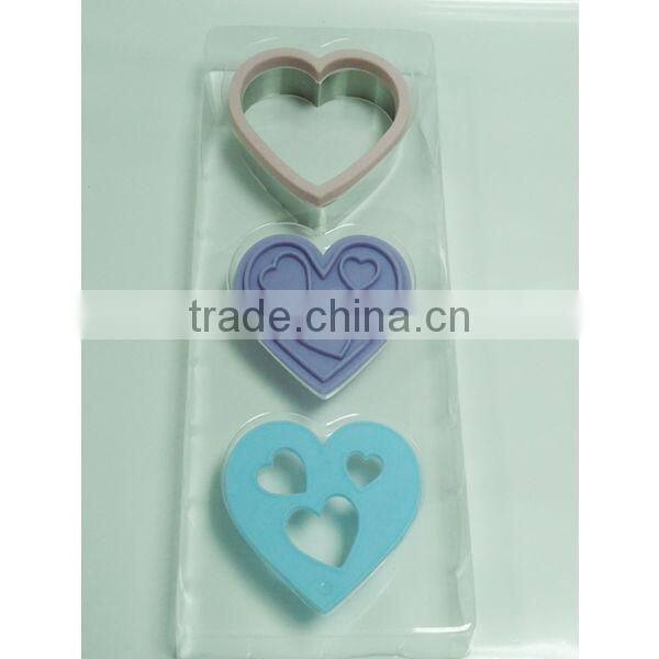 CC7522 Hearts 3 in 1 Silicone Steel Cookie Cutter Cookie Stencil cookie stamp