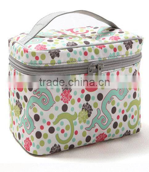 Tote flower imprint cosmetic bag