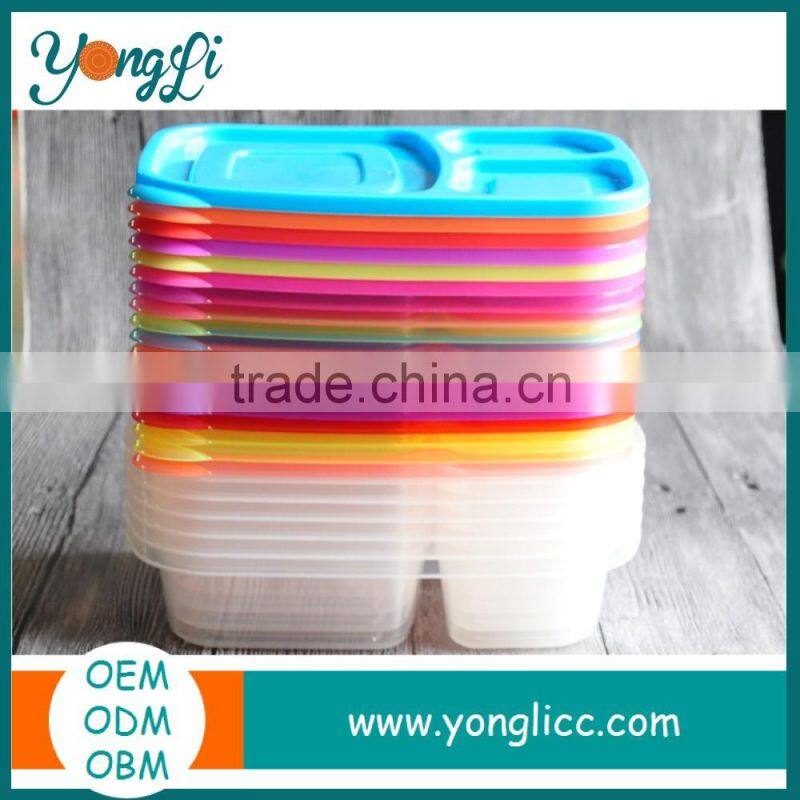 3 Compartment Customized Plastic Food Grade BPA Free Lunch Box