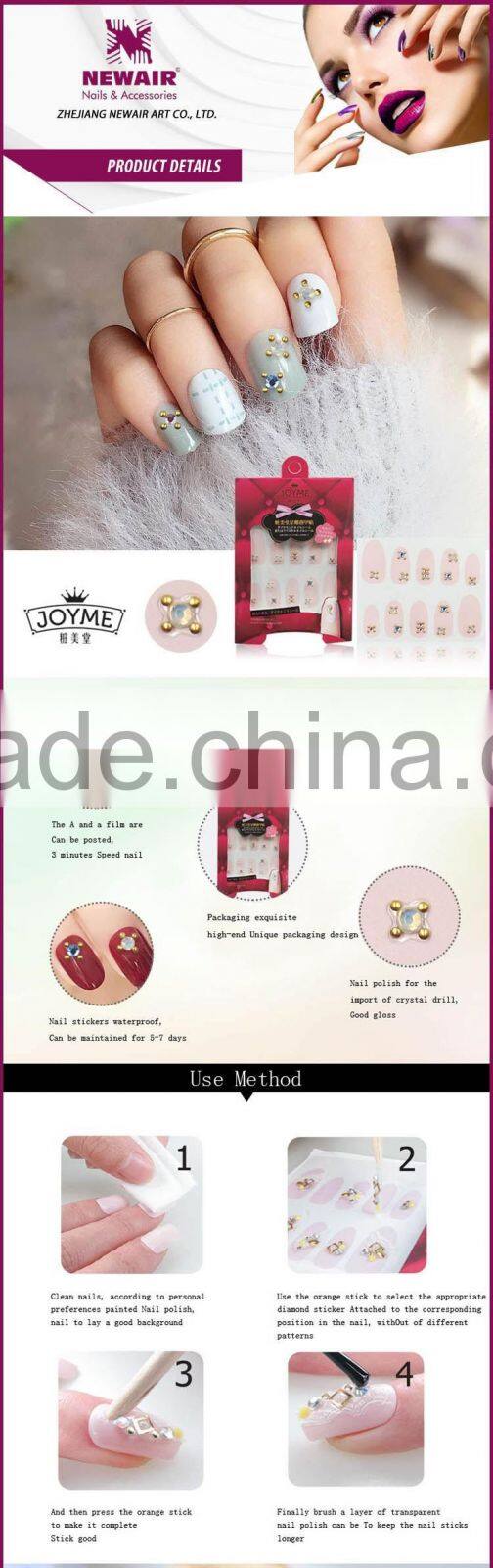 New Air 3D Nail Art Stickers Gold Stones sticker Mix Design