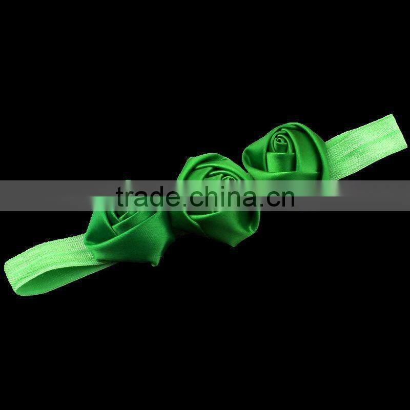 handmade satin rose flower headband for kids hair accessories