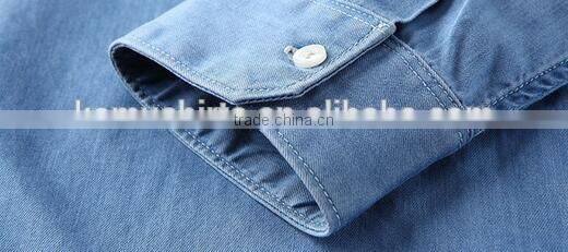 Wholesale Denim shirt for mens shirt factory Cotton washed BLUE mens denim shirts