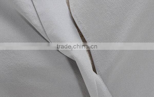 Factory latest designs long sleeves round collar ladies silk blouses chiffon blouse 2015