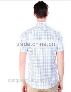 Men's blue check cotton Shirt slim fit shirt HOT! MSH20150006