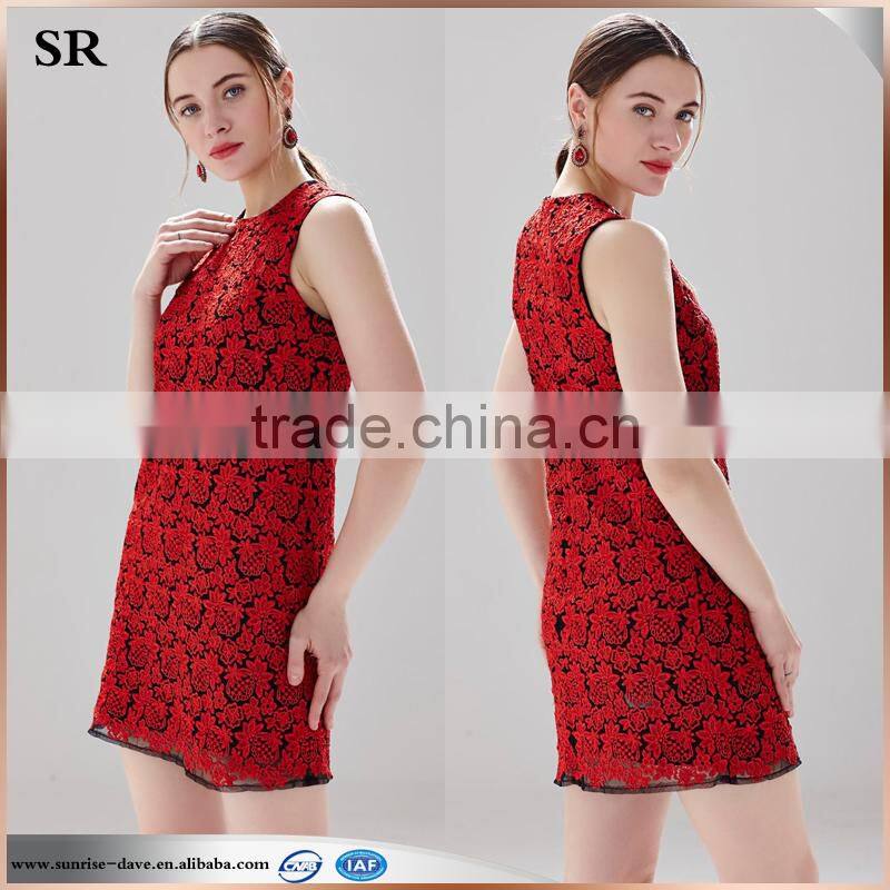 new crochet ladies red fashion short casual dress