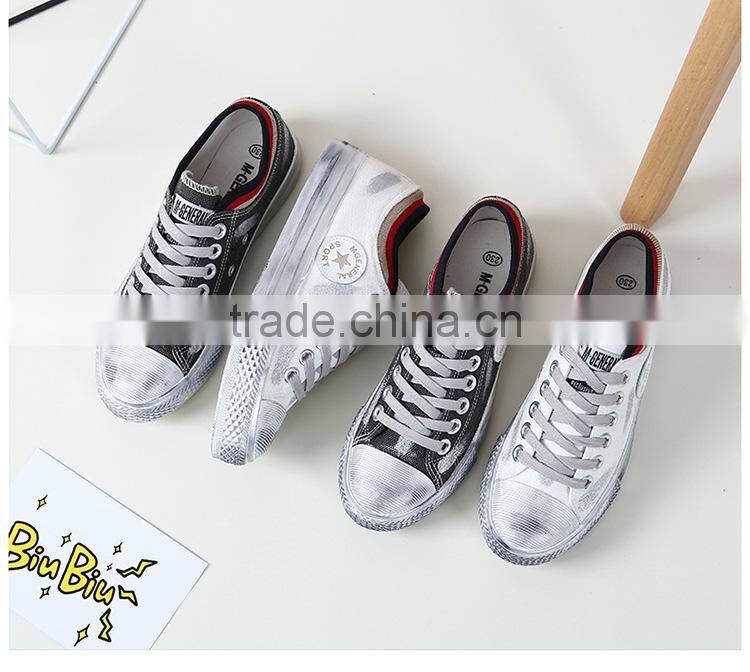 Woman made old dirty style canvas shoes wholesale