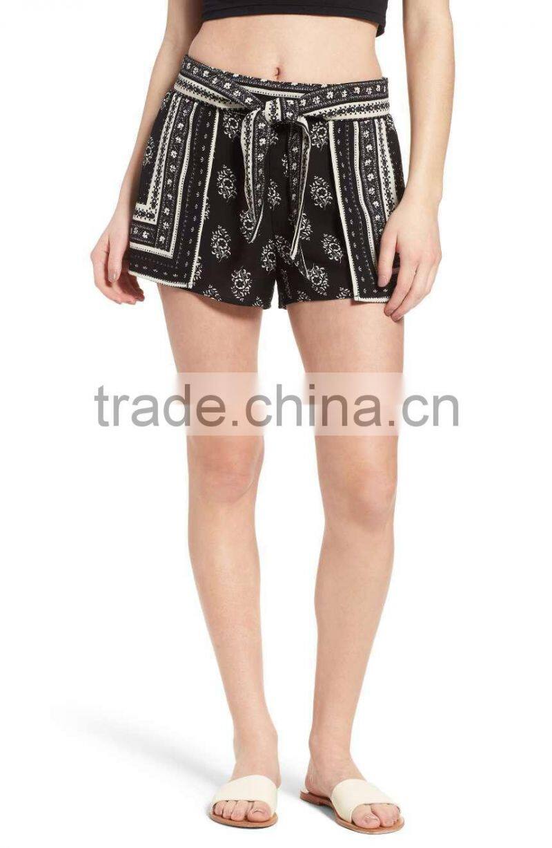 MGOO Latest Design Beautiful Pattern Women Shorts Sublimation Printing Chiffon Jogger Pants
