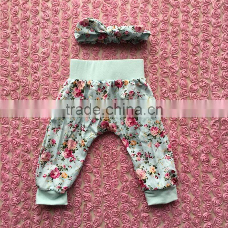 persnickety girls fashion clothes 2 pcs floral cotton print baby pants matching headband