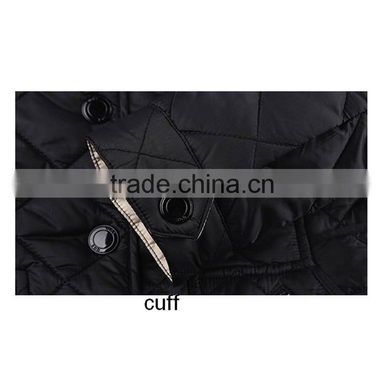 Slim Fit Black Stand Collar Lightweight Warm Short Quilted Padding Jacket For Women