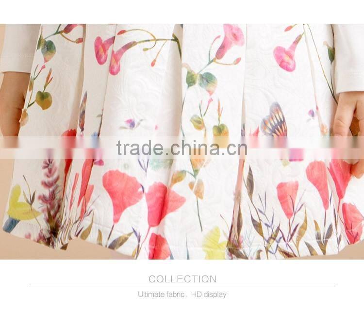 2017 Spring Girls Fashion Pleated Skirt Fancy Flower Printed Elastic Waist Children's Short Skirt