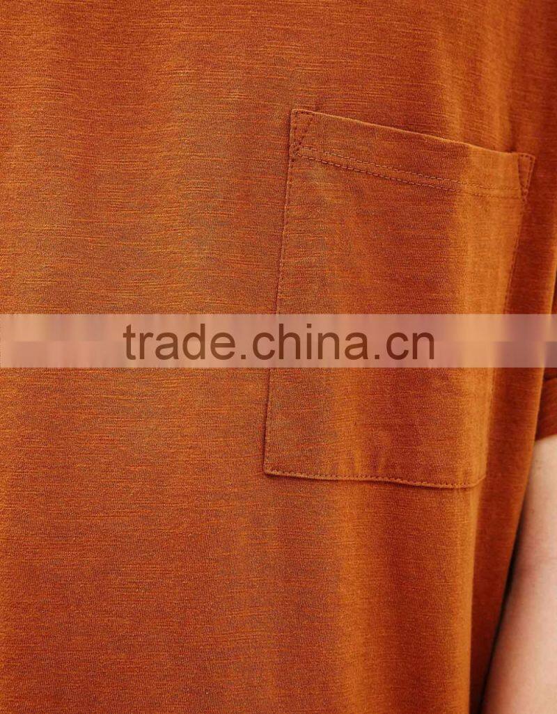 2017 new design high quality cheap orange sport blank t shirt with pocket