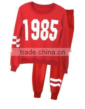Women 1985 Printed Hoodie Pants Suit Athletic Outfits Tracksuit Sportswear Without Hood