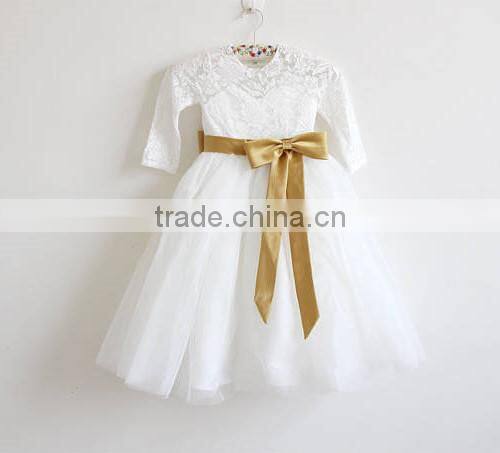 Floor-Length Light Lvory Flower Girl Dress Tulle Lace Fabric Baby Party Dress Gown