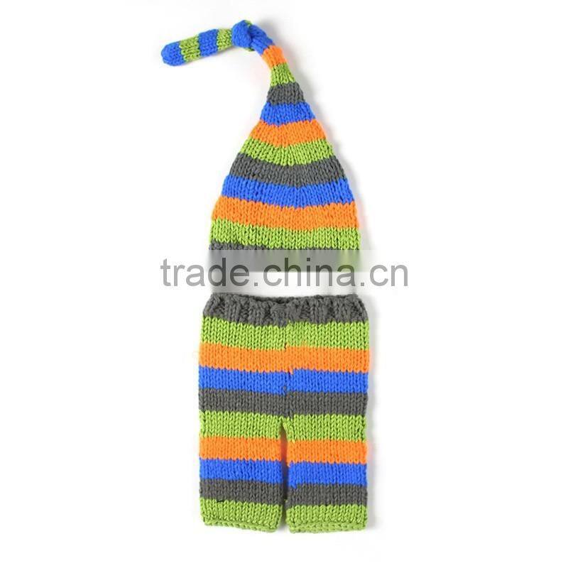 Wholesale rainbow stripe crochet baby photo prop outfit LBP20160218-28