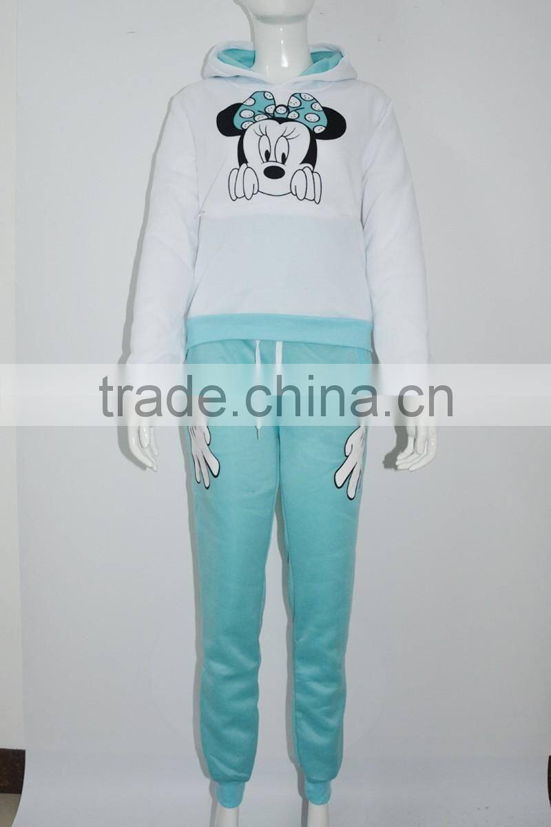 2016 Hot Selling Casual sportswear Cute Micky Mouse Printed Hooded long-sleeved Suit Tenue Sportwear