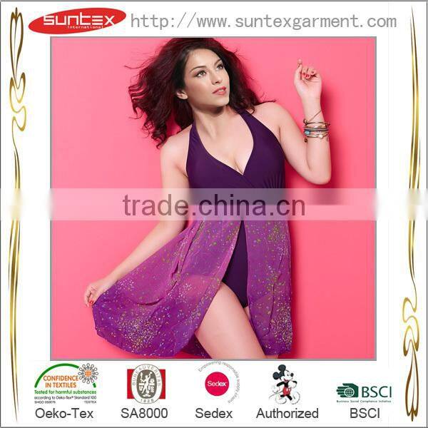 Custom sexy V silk glitter one pc swimwear kids lovely sexy bikini manufacture