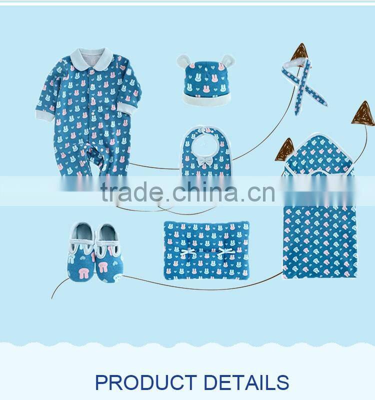 100% Cotton long sleeve newborn baby bodysuits gift set wholesale newborn baby clothing