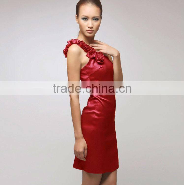 2013 One-shoulder Fat Woman Red Elegant Dresses