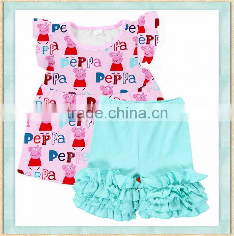 Factory wholesale girls fashion short skirts set Girl summer pink embroidered rabbit small skirt set baby clothes organic