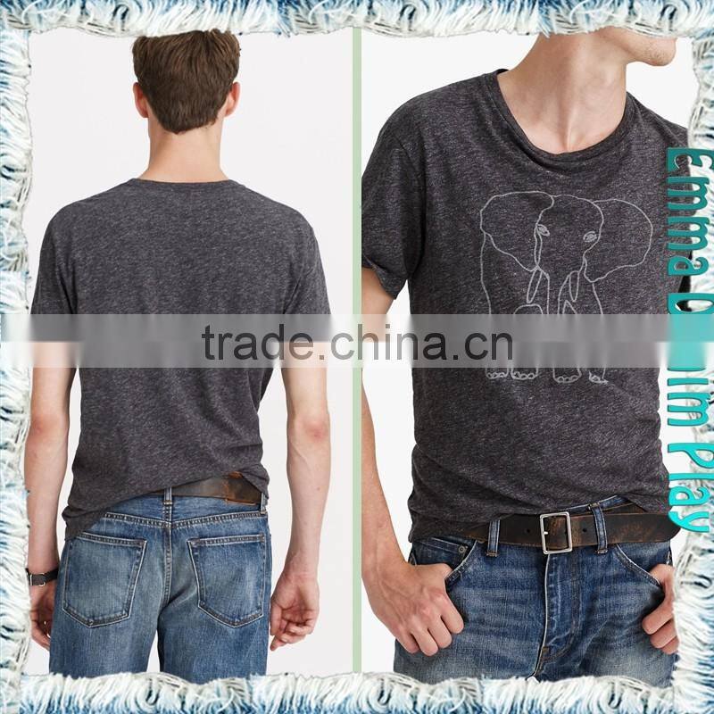 Hot Style Custom Made Best Quality Man's Simple Printing Pattern Boat Neck T-Shirts