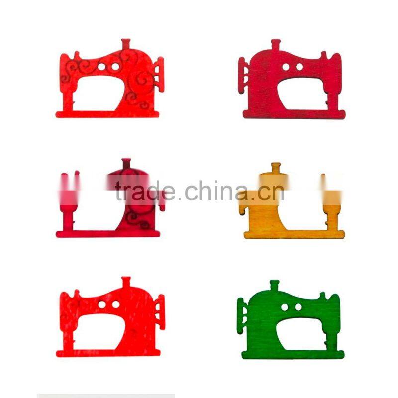 D&D Hot Sale 20pcs/lot Mixed Color Sewing Machine Pattern 2 Hole Wood Button For Sewing Scrapbooking Supplies 2*2.7cm