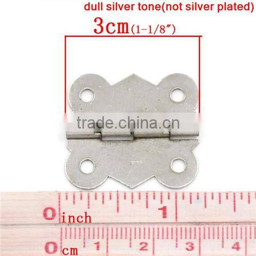 Silver Tone 4 Holes Door Butt Hinges(rotated from 90 degrees to 210 degrees) 3cmx2.6cm