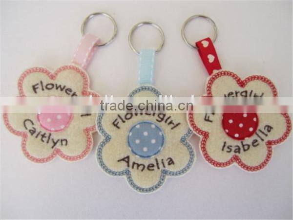 Personalised Flowergirl Key Ring Wedding Gift / Favour Felt & Fabric Flower