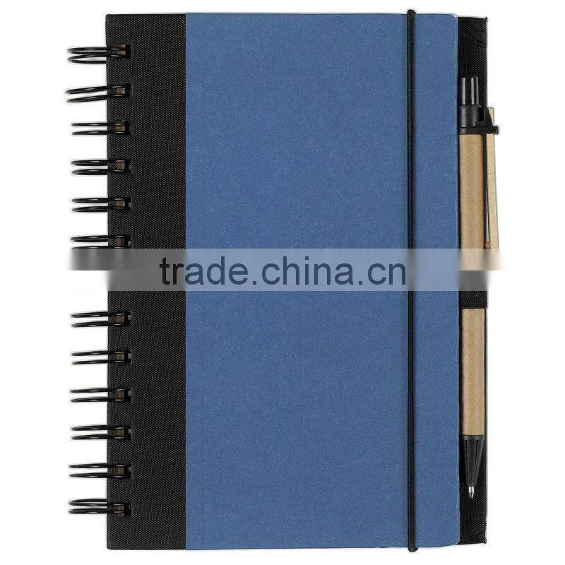 Colorful hard kraft cover spral notebook 70grams 80sheets 18*13cm with recycle paper pen