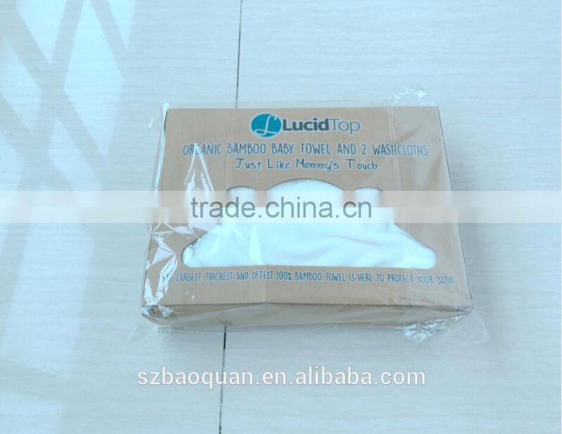 OEKO manufacturer custom packaging and private label 100% organic bamboo hooded baby towel without dyeing