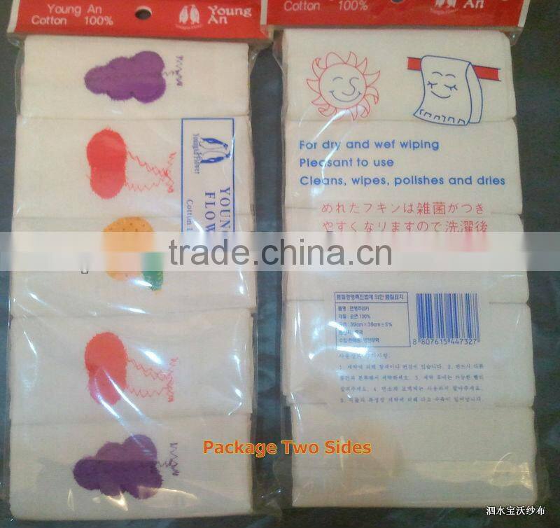 100% Cotton Gauze Towel Cheese Cloth and Kitchen Cloth 38CM X 38CM One Bag with 5pcs In Stock