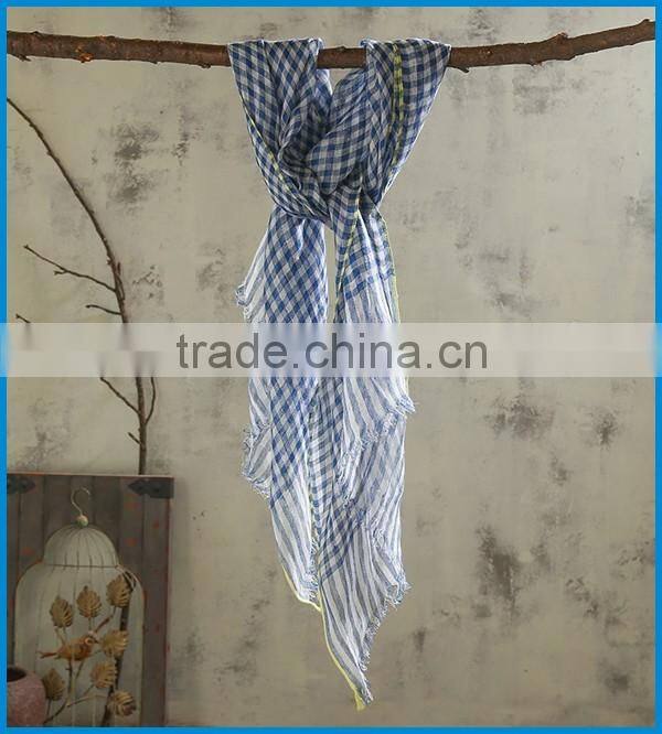 Spring fashion woven tartan plaid scarf for men