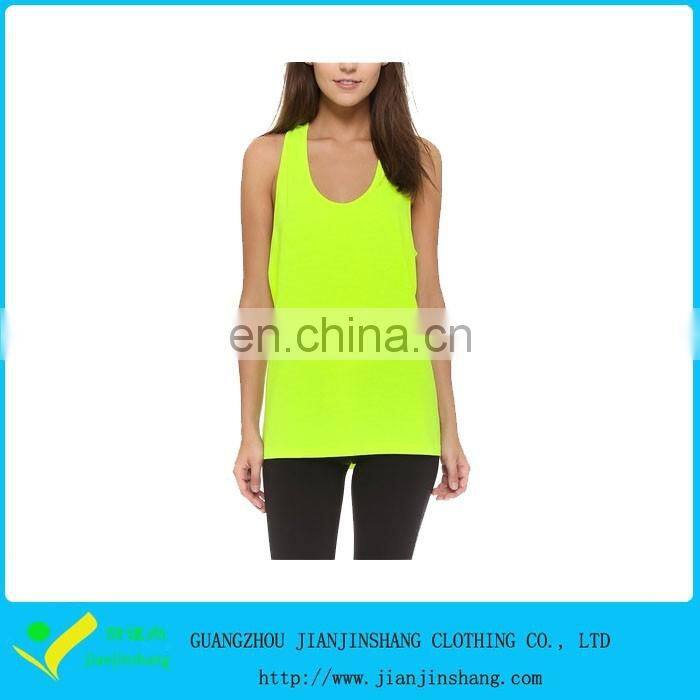 Fresh Yellow Loose Fitted Polyester Cool Max Tank Top Women Fitness