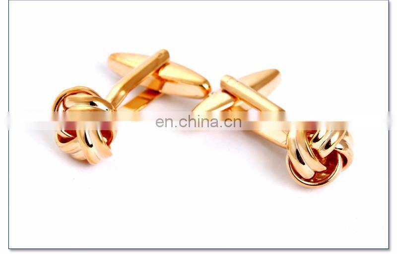 fashion jewelry 18k gold plated cufflinks high end metal knot cufflinks