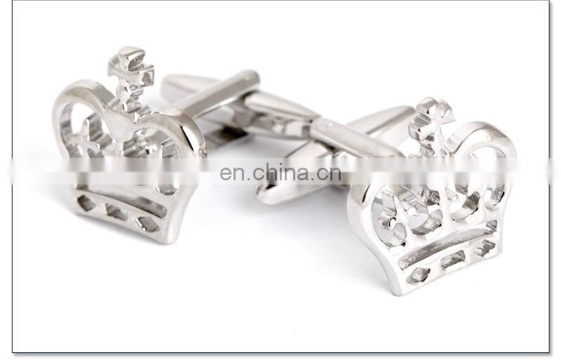Gold Silver Crown Mens Cufflinks