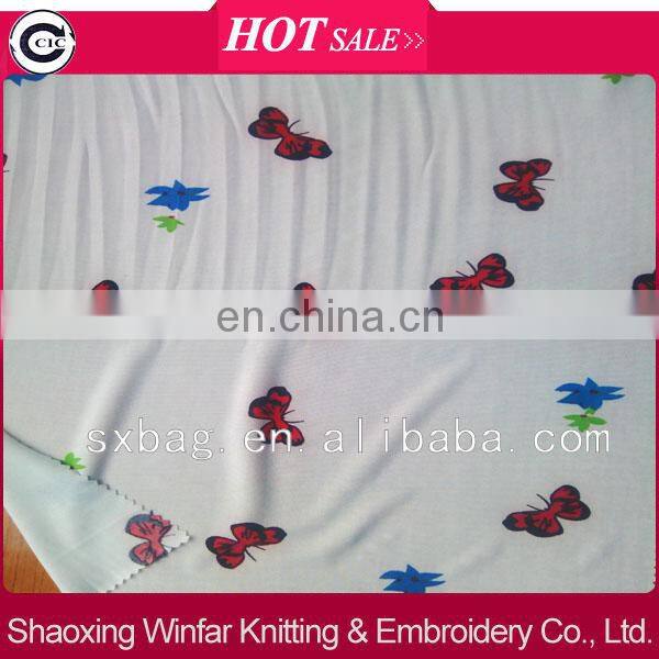 single Jersey knitting FDY spandex print fabric for lady dress garment