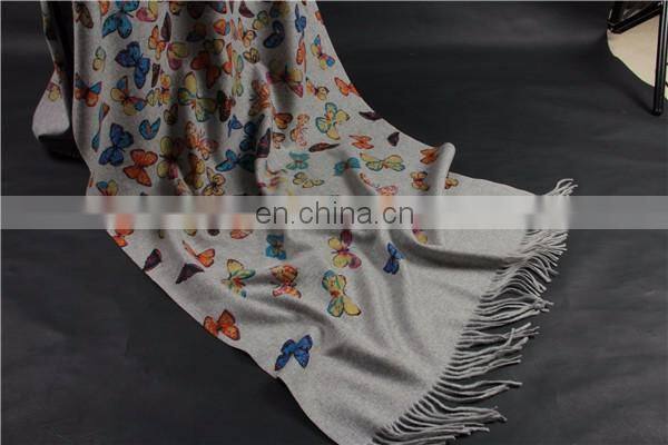 inner mongolian factory directly wholesale 100% cashmere scarf woolen thick women warm butterfly print pashmina shawl