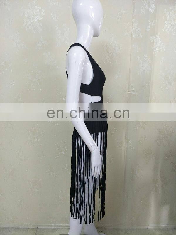 Womens Sexy V Neck Backless Tassels Sexy Night Club Dresses