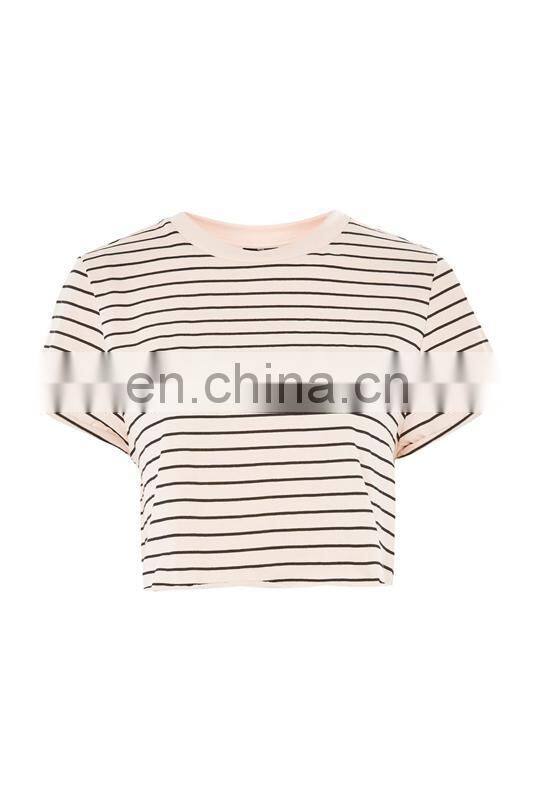 2017 Fashion Women Stripe Roll Back Crop Tops Wholesale