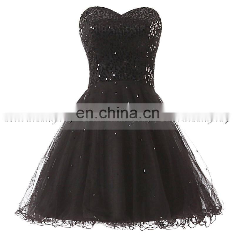 Latest Youthful Sweetheart Sleeveless Lace-up Tulle Sequins Mini Homecoming Dresses SD032