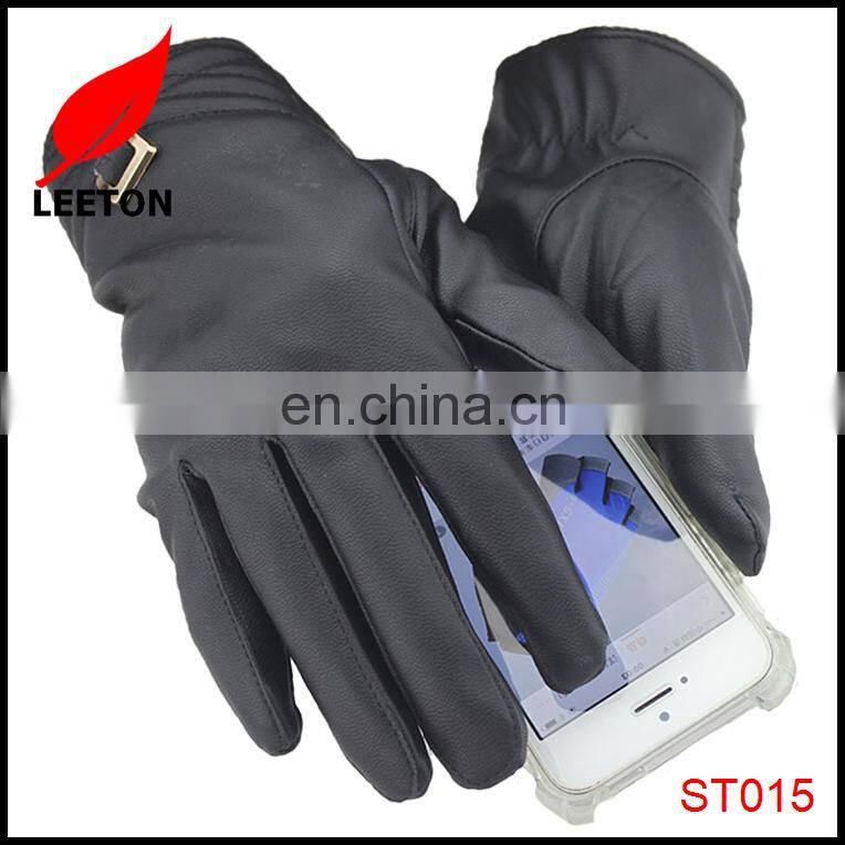 Factory supply fashion lady PU smart touch winter glove